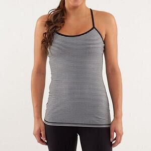 Lululemon Power Y Tank Luon Light Slope Stripe Silver Slate Heathered Bl…